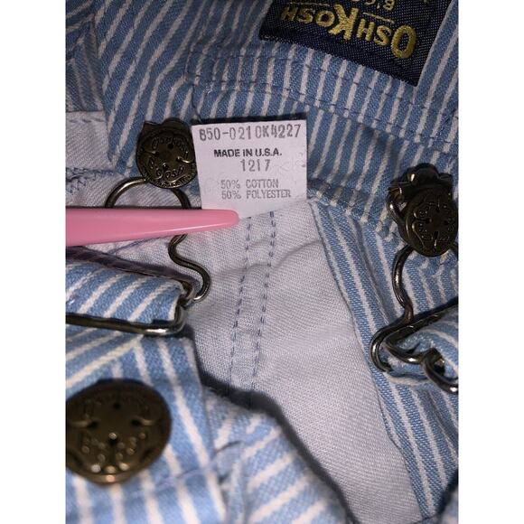 Oshkosh Bigosh VINTAGE Striped Overalls Size 12 Months Denim Vestbak Made In USA - Picture 5 of 7